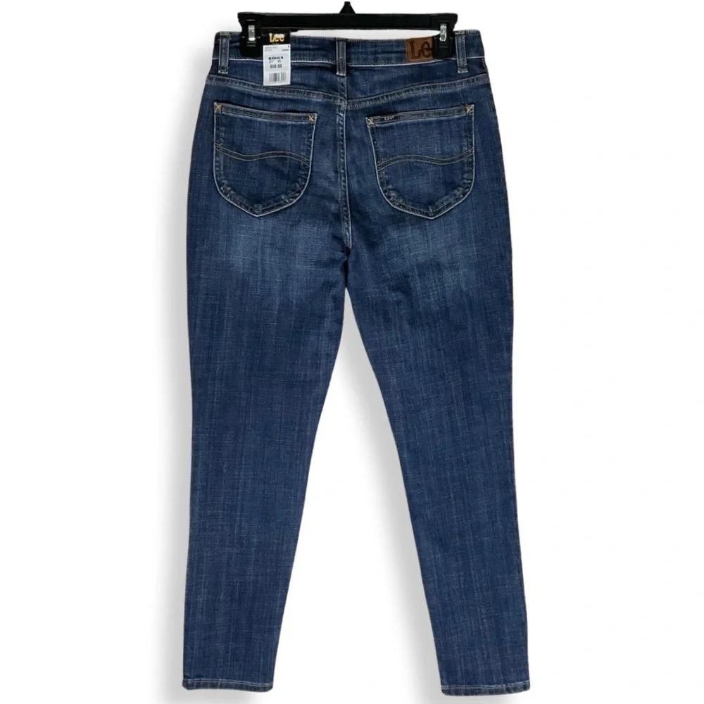 Lee Slim Fit‎ Skinny Mid Rise Jeans Womens 8 Short Blue Preppy Stretch Denim NWT